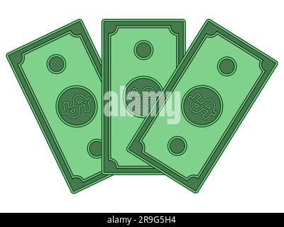 Pila di banconote in dollari icona 3D simbolo valuta Illustrazione Vettoriale