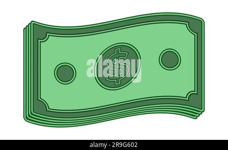 Pila di banconote in dollari icona 3D simbolo della valuta illustrazione vettoriale isolata su sfondo bianco Illustrazione Vettoriale