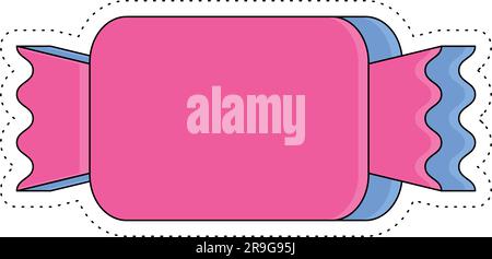 Etichetta adesiva colorata isolata 3d con caramelle Vector Illustrazione Vettoriale