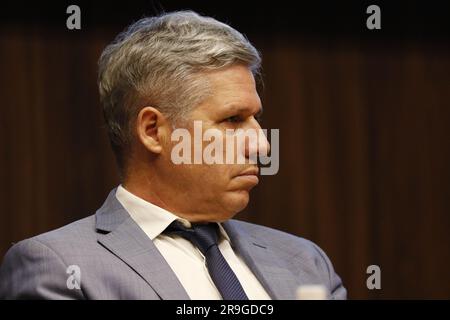 Ritratto di Paulo Teixeira deputato federale, Ministero brasiliano per lo sviluppo agrario e l'agricoltura familiare Foto Stock