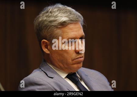 Ritratto di Paulo Teixeira deputato federale, Ministero brasiliano per lo sviluppo agrario e l'agricoltura familiare Foto Stock