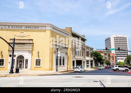 Macon Georgia, Cotton Avenue, skyline del centro storico restaurato, esterno, edifici, ingresso frontale Foto Stock