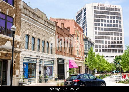 Macon Georgia, Cotton Avenue, skyline del centro storico restaurato, esterno, edifici, ingresso frontale Foto Stock