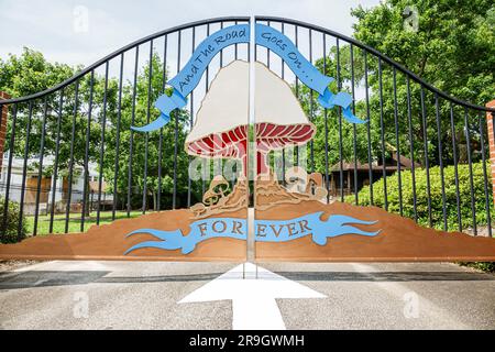 Macon Georgia,Macon Georgia,Vineville Avenue,The Big House,Allman Brothers band home,Southern rock Music,Gate Foto Stock