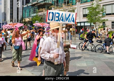 Manifestanti alla convention democratica di Denver CO Foto Stock