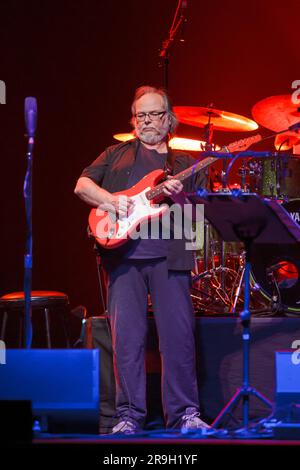 Walter Becker dei Jazz Rock Icons Steely Dan si esibisce dal vivo in concerto, Vector Arena, Auckland, nuova Zelanda Foto Stock