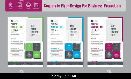 Opuscolo Business Flyer modello di opuscolo aziendale opuscolo opuscolo opuscolo copertina spazio layout per sfondo fotografico, modello di illustrazione vettoriale in formato A4 Illustrazione Vettoriale