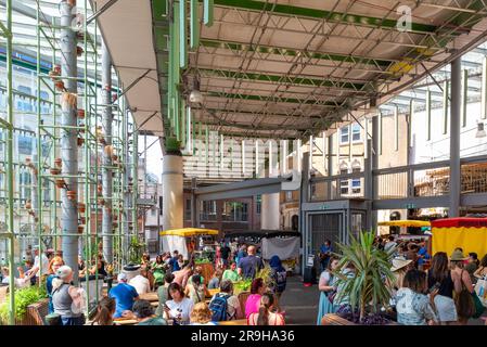 borough High Street,cibo fatto in casa,regno unito,take away,bancarelle del mercato,attrazioni di londra,london bridge,attrazione di londra,londra,londra UK,1756,borough, Foto Stock