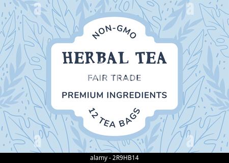 Tè alle erbe non ogm, ingredienti di prima qualità del commercio equo e solidale Illustrazione Vettoriale