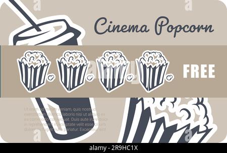 Film popcorn gratuito, carta fedeltà per i clienti Illustrazione Vettoriale