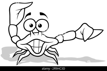 Disegno di un divertente granchio da spiaggia con grandi occhi Illustrazione Vettoriale