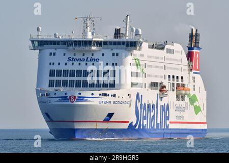 STENA SCANDINAVICA arriva al fiordo di Kiel da Gothenburg Foto Stock