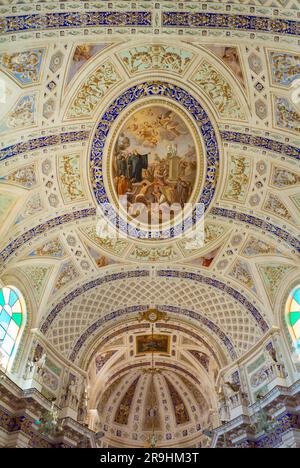 Ragusa, Sicilia, Italia, il soffitto della Cattedrale di San Giorgio (Duomo di San Giorgio) è una chiesa barocca. Foto Stock
