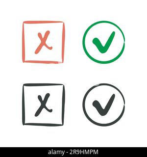 Set di evidenziatori, tratto pennello, segni di fondo disegnati a mano, cornici, simboli dei social media fatti e segni di spunta. Illustrazione vettoriale Illustrazione Vettoriale