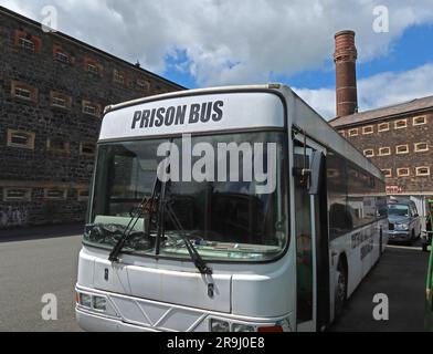 Prison Bus at the Crum, Gaol, 53-55 Crumlin Rd, Belfast, Irlanda del Nord, REGNO UNITO, BT14 6° Foto Stock