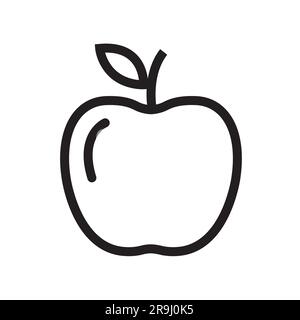 Stile grafica a linee icone Apple isolato su sfondo bianco illustrazione vettoriale Illustrazione Vettoriale