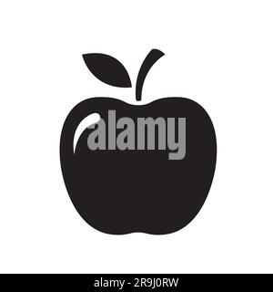 Apple silhouette icon line art style isolato su sfondo bianco illustrazione vettoriale eps 10 Illustrazione Vettoriale