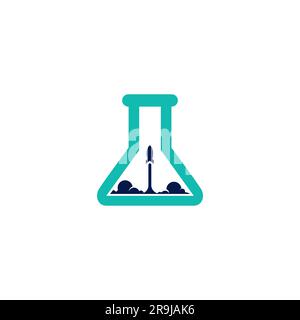 Il logo Rocket Labs è semplice. Design con logo per laboratorio Illustrazione Vettoriale