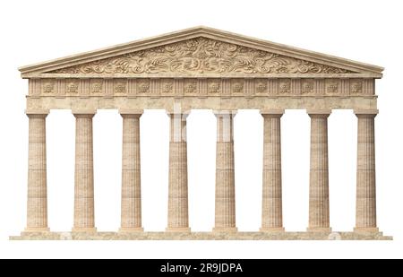 illustrazione 3d. Colonnato della facciata dell'antica Acropoli greca di Atene Foto Stock
