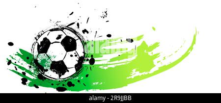 calcio, calcio, illustrazione con colpi di vernice e spruzzi, mockup grugnoso, grande evento di calcio Foto Stock