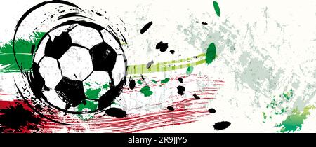 calcio, calcio, illustrazione con colpi di vernice e spruzzi, mockup grugnoso, grande evento di calcio Foto Stock