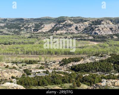 Le colline calcaree e le montagne del Theodore Roosevelt National Park nel North Dakota. Foto Stock