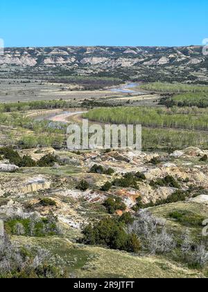 Le colline calcaree e le montagne del Theodore Roosevelt National Park nel North Dakota. Foto Stock