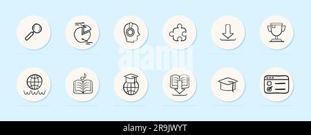 Icona Remote Learning (apprendimento remoto). Istruzione digitale, aule virtuali, lezioni online, piattaforme di e-learning. Icona della linea vettoriale per le aziende Illustrazione Vettoriale