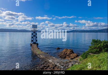 Punto Halswell lighthouse, Wellington, Nuova Zelanda. Foto Stock