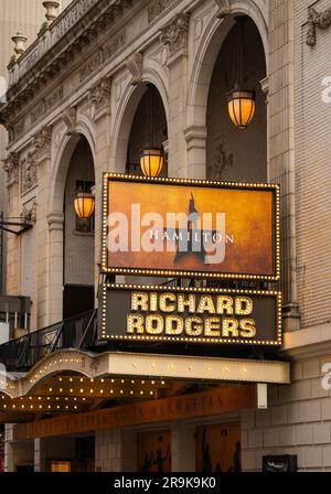 Hamilton musical al teatro Richard Rodgers di Broadway Manhattan NYC Foto Stock