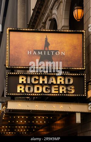 Hamilton musical al teatro Richard Rodgers di Broadway Manhattan NYC Foto Stock