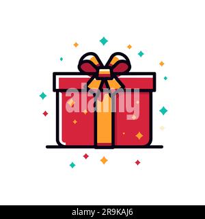 Confezione regalo di Natale, illustrazione vettoriale piatta Illustrazione Vettoriale