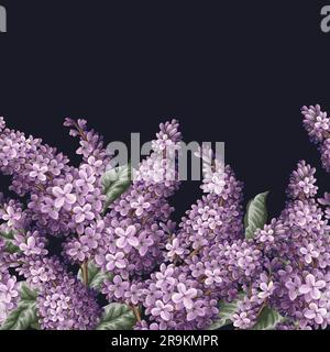 Bordo con lilacs viola. Vettore. Illustrazione Vettoriale