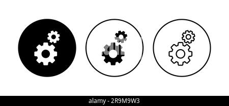 Impostazione del set di icone. Simbolo dell'icona Impostazioni COG Illustrazione Vettoriale