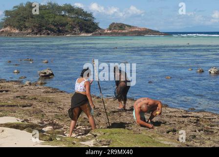 Modriki Island o Cast Away Island, location del film di Tom Hank «Cast Away», Fiji, Oceano Pacifico meridionale. Foto Stock