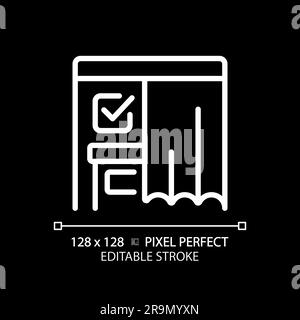 Icona della cabina di voting lineare Perfect White con pixel modificabili Illustrazione Vettoriale
