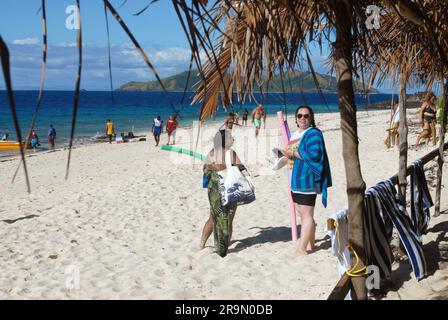 Modriki Island o Cast Away Island, location del film di Tom Hank «Cast Away», Fiji, Oceano Pacifico meridionale. Foto Stock