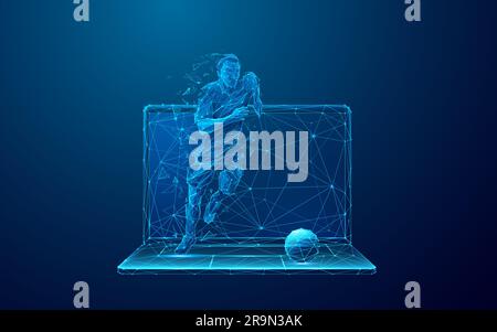 Abstract Soccer Player esaurisce lo schermo del notebook Illustrazione Vettoriale