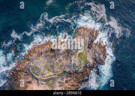 Castro de Barona, insediamento celtico -i secolo a.C., Porto do Son, provincia di la Coruna, regione della Galizia, Spagna Foto Stock