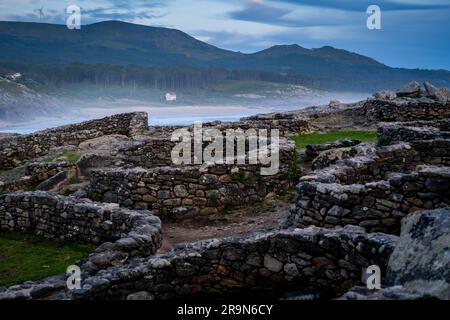 Castro de Barona, insediamento celtico -i secolo a.C., Porto do Son, provincia di la Coruna, regione della Galizia, Spagna Foto Stock