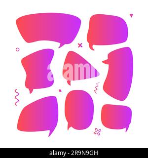 Set vettoriale alla moda con bolle vocali in moderno design cosmico sfumato con spazio per il testo Illustrazione Vettoriale
