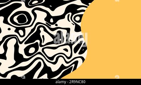 Modello di striscione orizzontale cool groovy. Sfondo marmo astratto con spazio per la copia. Biglietto da visita dal design alla moda, invito, buono regalo, volantino Illustrazione Vettoriale