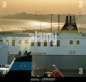 Il porto di Zeebrugge (che significa Bruges-on-Sea) è un grande container, carico alla rinfusa, veicoli nuovi e terminal dei traghetti passeggeri sul Mare del Nord. handl Foto Stock