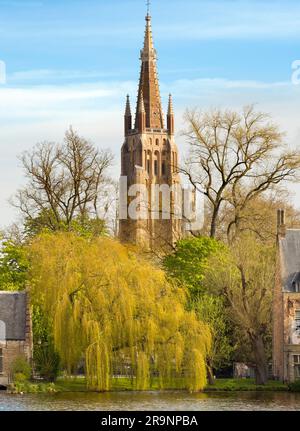 Con la sua guglia di 116 m, la chiesa cattolica di nostra Signora Bruges domina visivamente la città. E' la sua struttura piu' alta e il terzo mattone piu' alto Foto Stock