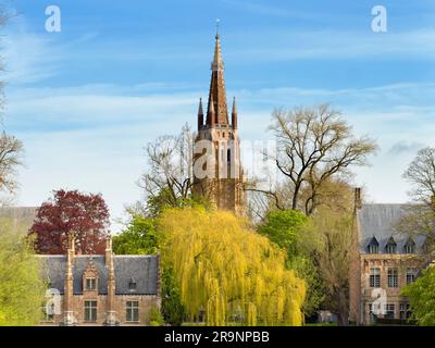 Con la sua guglia di 116 m, la chiesa cattolica di nostra Signora Bruges domina visivamente la città. E' la sua struttura piu' alta e il terzo mattone piu' alto Foto Stock