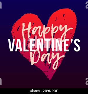 Biglietto d'auguri Vector Happy Valentine's Day con cuore disegnato a mano Illustrazione Vettoriale