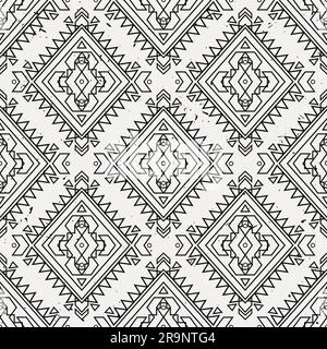 Motivo etnico decorativo senza cuciture grunge vettoriale. Motivi indiani americani. Sfondo con ornamento tribale azteco. Illustrazione Vettoriale