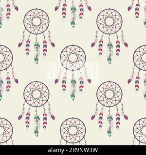 Pattern vettoriale senza cuciture con i Dream Catcher Illustrazione Vettoriale