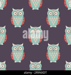 Vector seamless pattern con simpatici gufi Illustrazione Vettoriale
