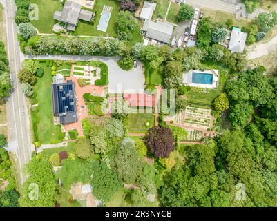 Vista aerea della casa di Judith e gerson leibers a est di hampton, ny Foto Stock